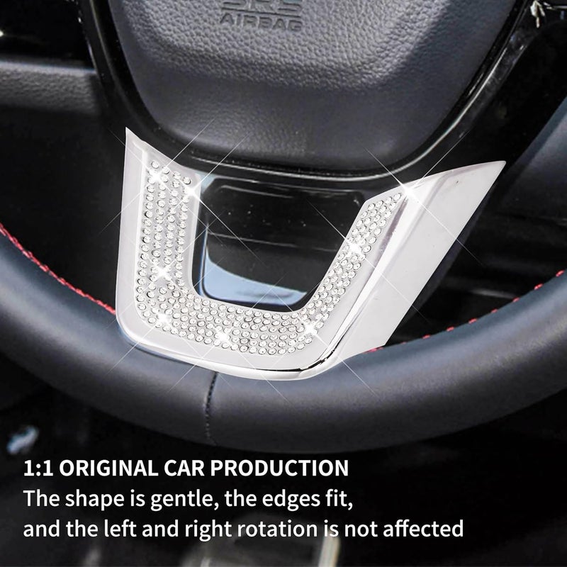 ZSJO for Honda,Car Bling Interior Decoration Crystal Sticker Frame Cover Fit for 2024 Accord Civic CR-V. (Silver 3) - Image 5